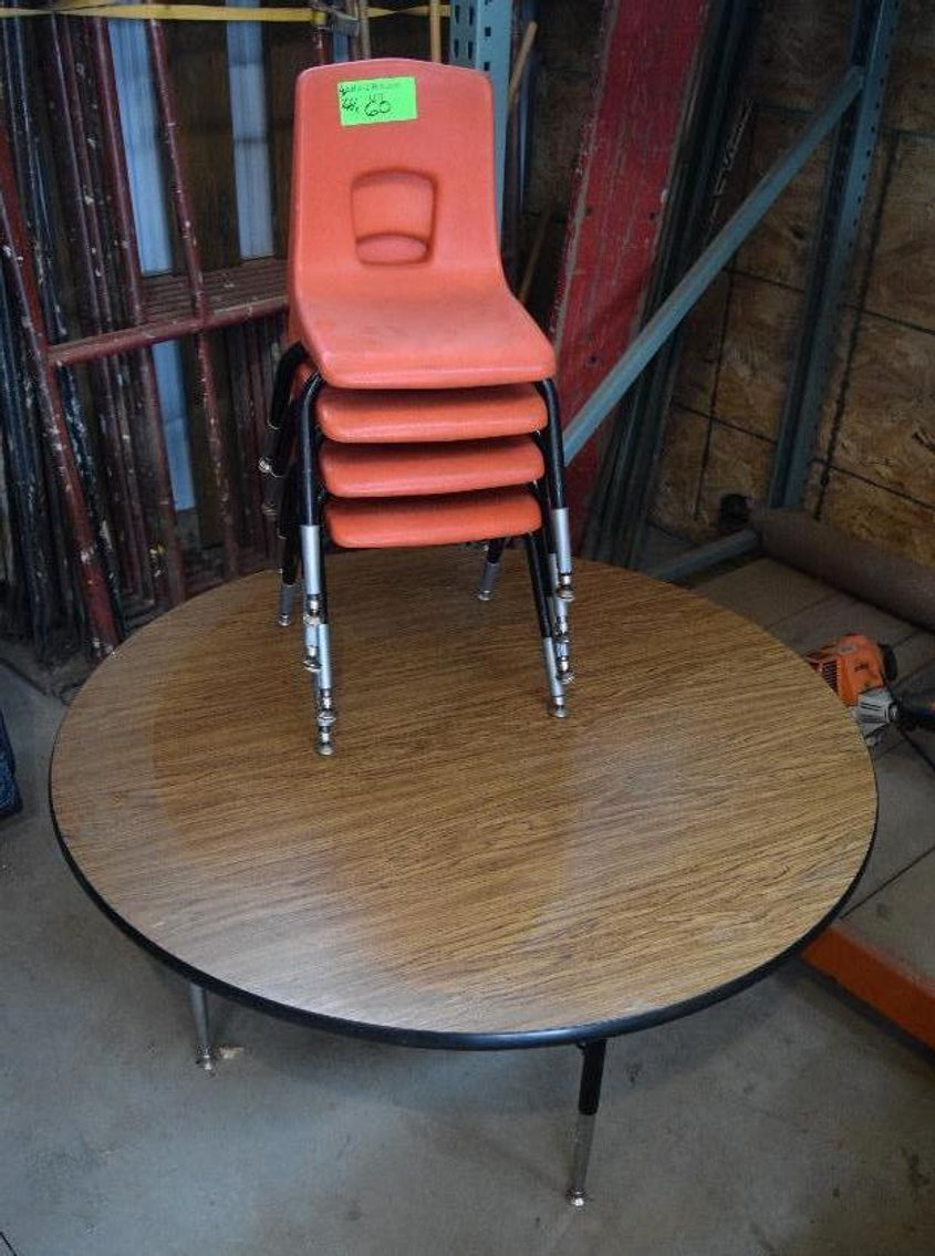 School Gym Equipment, Roof Top A/C Unit, (2) Vehicles, Tables and Chairs