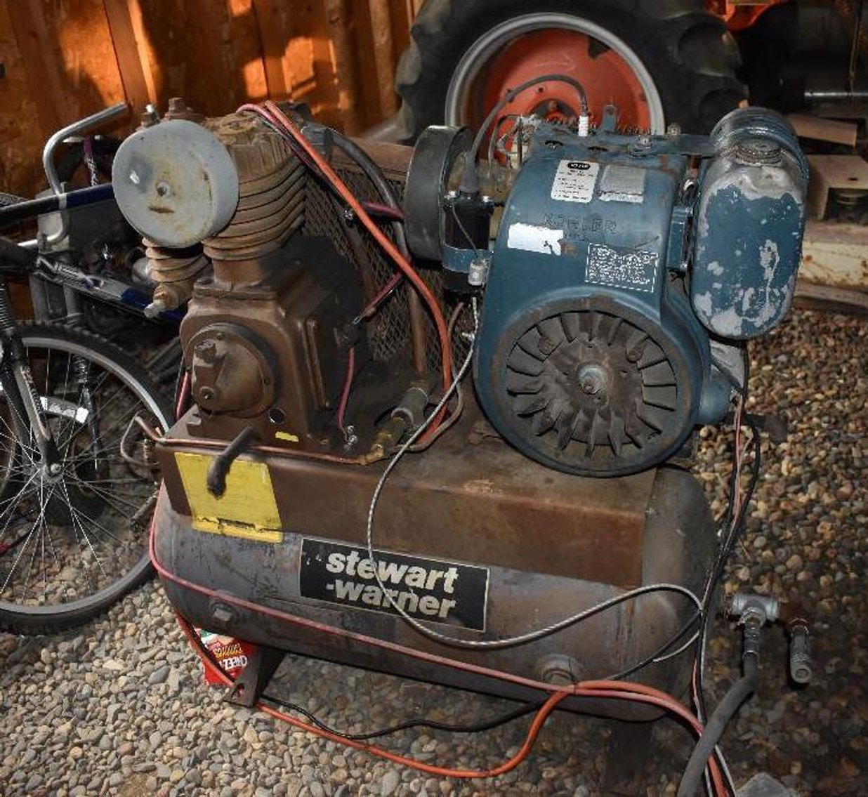 International 700 Forklift, 1994 GMC Sierra 4X4 & Stewart Warner Air Compressor