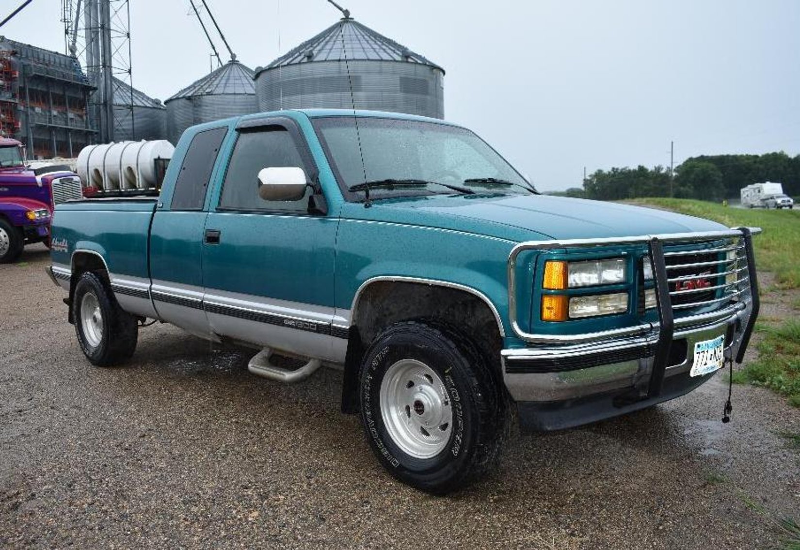 International 700 Forklift, 1994 GMC Sierra 4X4 & Stewart Warner Air Compressor