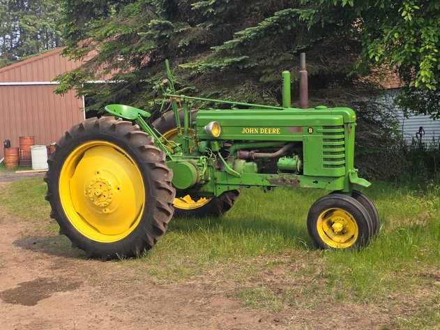 Image for John Deere B & Massey Harris 44 with Full Hydraulic Loader 5 Bucket with Baler Spear (142725)