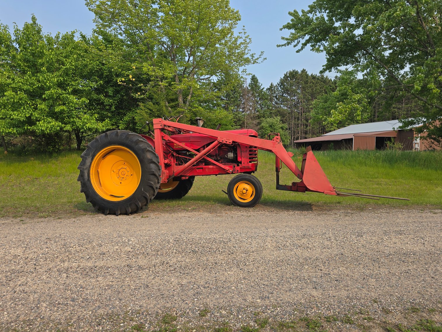 John Deere B & Massey Harris 44 with Full Hydraulic Loader 5 Bucket with Baler Spear (142725)