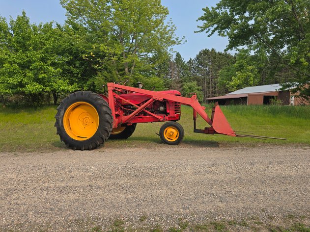 Image for John Deere B & Massey Harris 44 with Full Hydraulic Loader 5 Bucket with Baler Spear (142725)