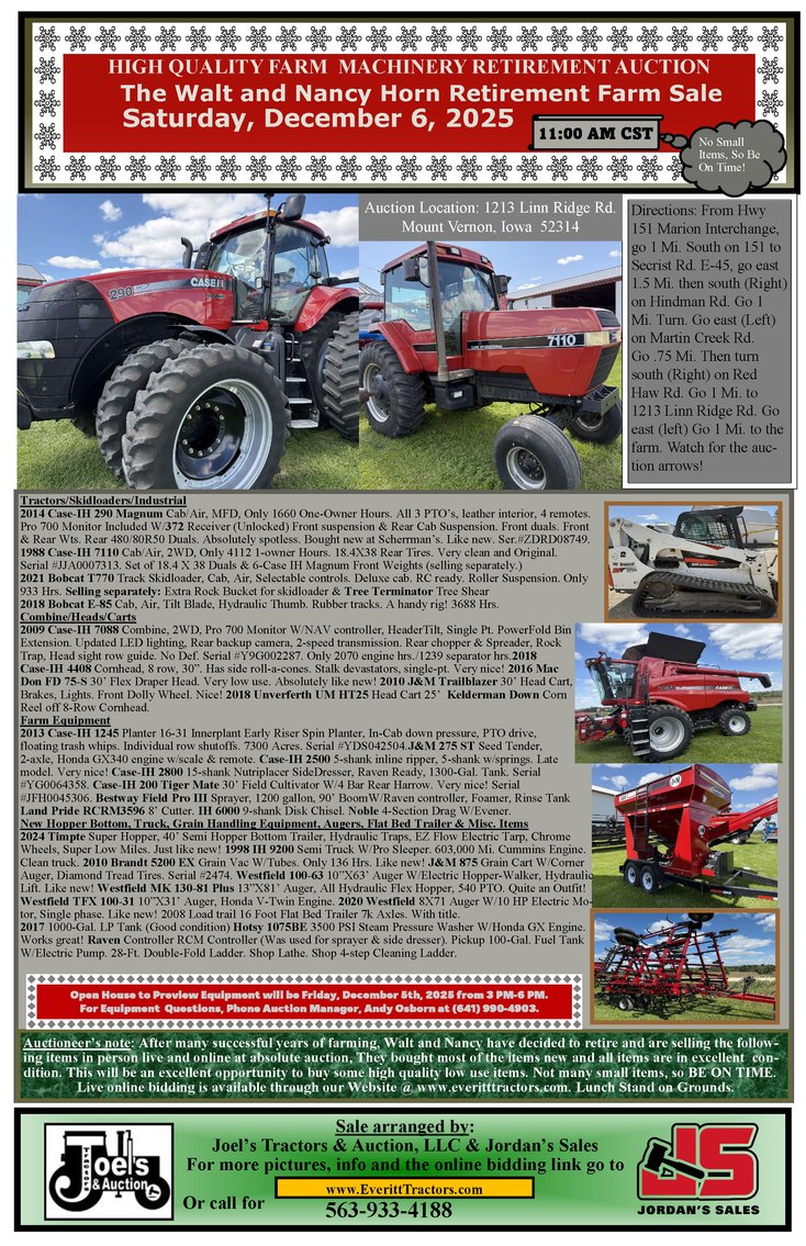 Image for The Walt and Nancy Horn HIGH QUALITY Farm Retirement Auction
