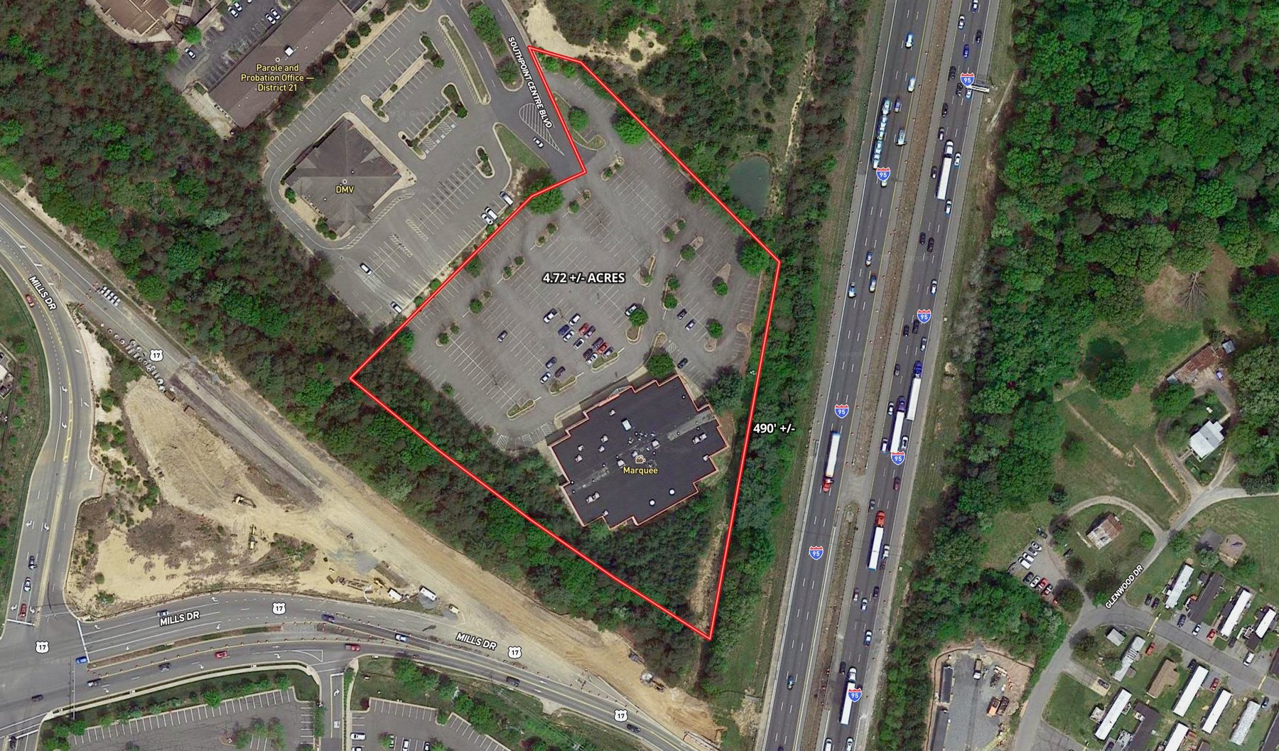 Image for Parcels 1 & 2 Combination -- COMMERCIAL REAL ESTATE: 7.5 +/- Acres w/28,000 +/- sf. Building, 224 Parking Spaces & 900' +/- of I-95 Frontage in Fredericksburg, VA!! ONLINE ONLY BIDDING!!