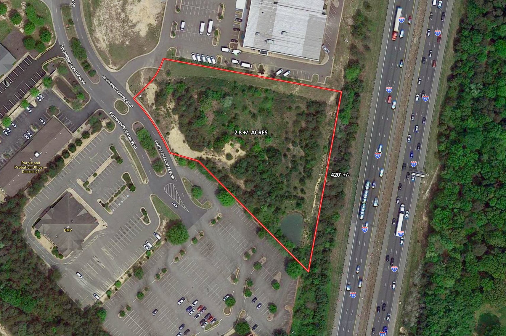 Image for Parcels 1 & 2 Combination -- COMMERCIAL REAL ESTATE: 7.5 +/- Acres w/28,000 +/- sf. Building, 224 Parking Spaces & 900' +/- of I-95 Frontage in Fredericksburg, VA!! ONLINE ONLY BIDDING!!